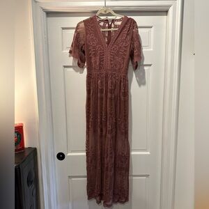Mauve lace maxi dress
